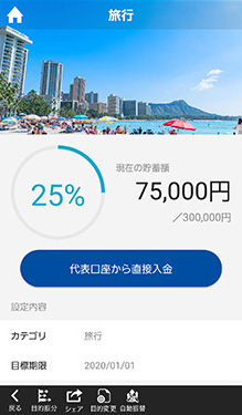 目的預金画面