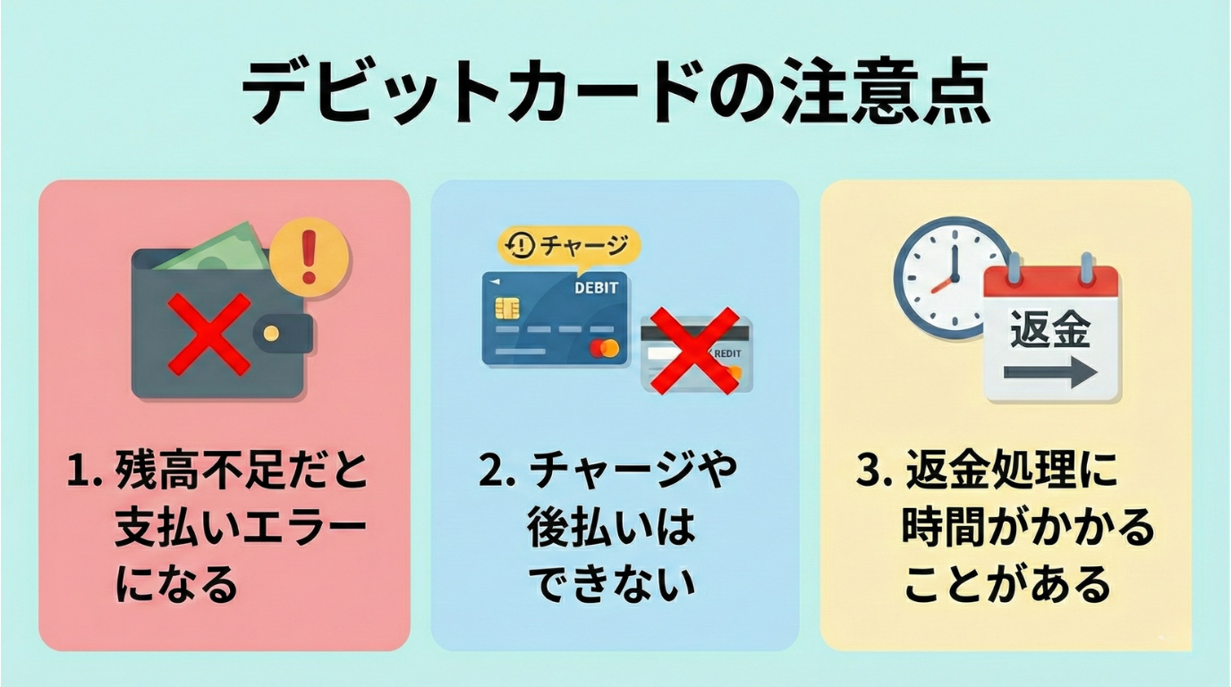 デビットカードの注意点